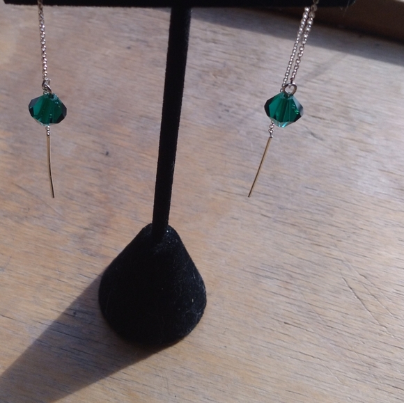 S/S 8mm Swarovski crystal threader earrings - Picture 3 of 5